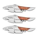 Saca-Rolhas Sommelier Tubarão em Aço Inox com Cabo de Madeira | Haustter