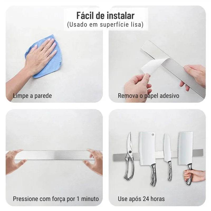 Barra Magnética em Aço Inoxidável Suporte para Organização de Facas - Haustter - Haustter