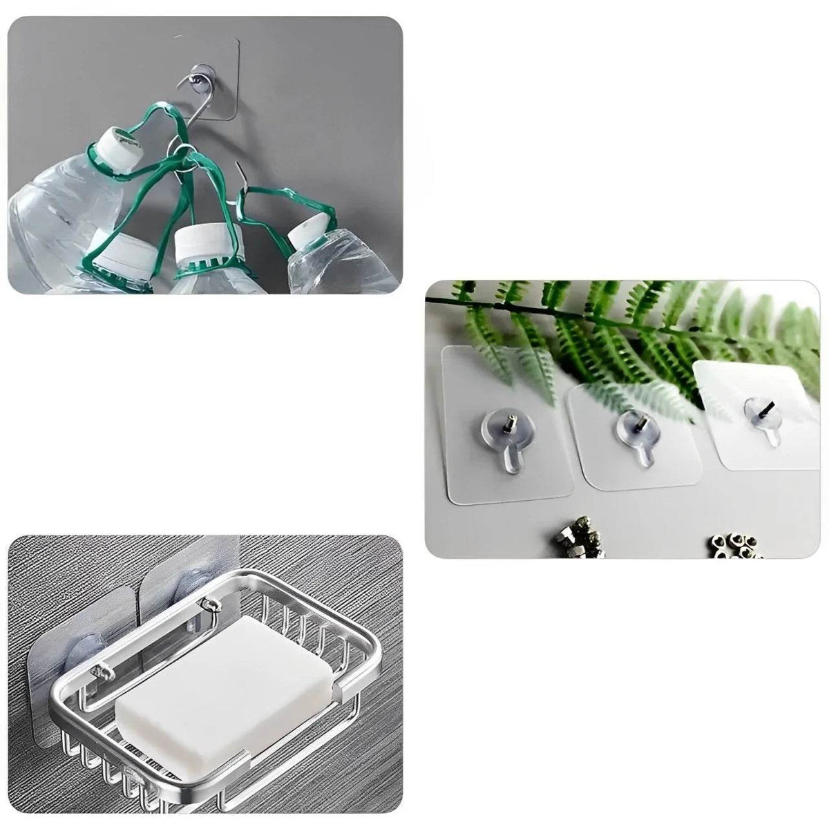 20 Ganchos Adesivos Transparente Reto com Rosca - Haustter - Haustter