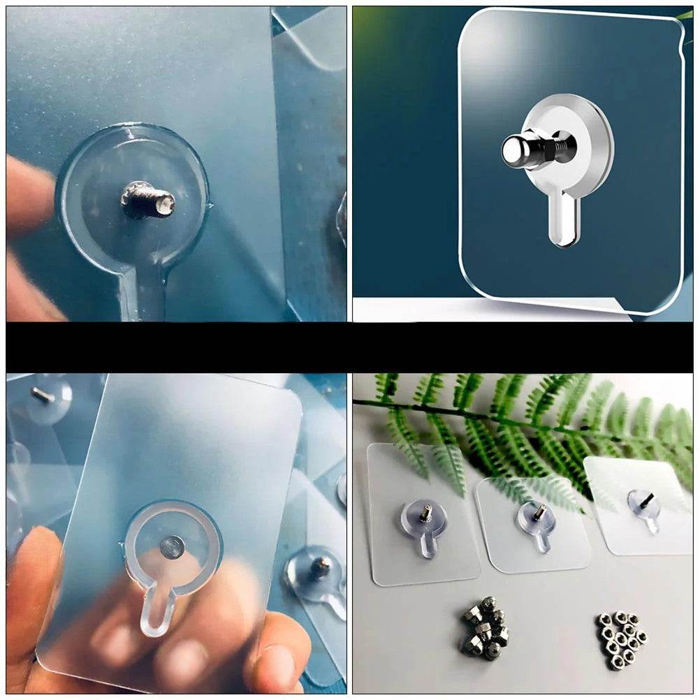 20 Ganchos Adesivos Transparente Reto com Rosca - Haustter - Haustter