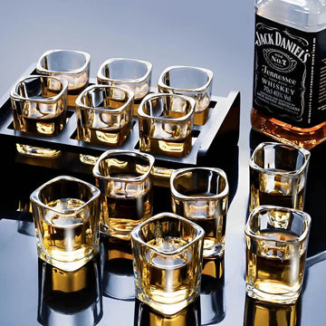 6 Copos de Whiskey Premium de Vidro Grosso Quadrado, Conjunto de Copos de Shot - Haustter - Haustter