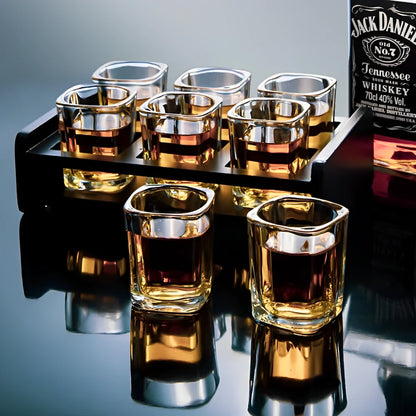 6 Copos de Whiskey Premium de Vidro Grosso Quadrado, Conjunto de Copos de Shot - Haustter