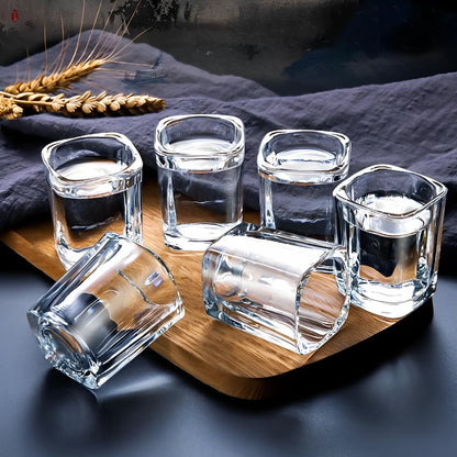 6 Copos de Whiskey Premium de Vidro Grosso Quadrado, Conjunto de Copos de Shot - Haustter