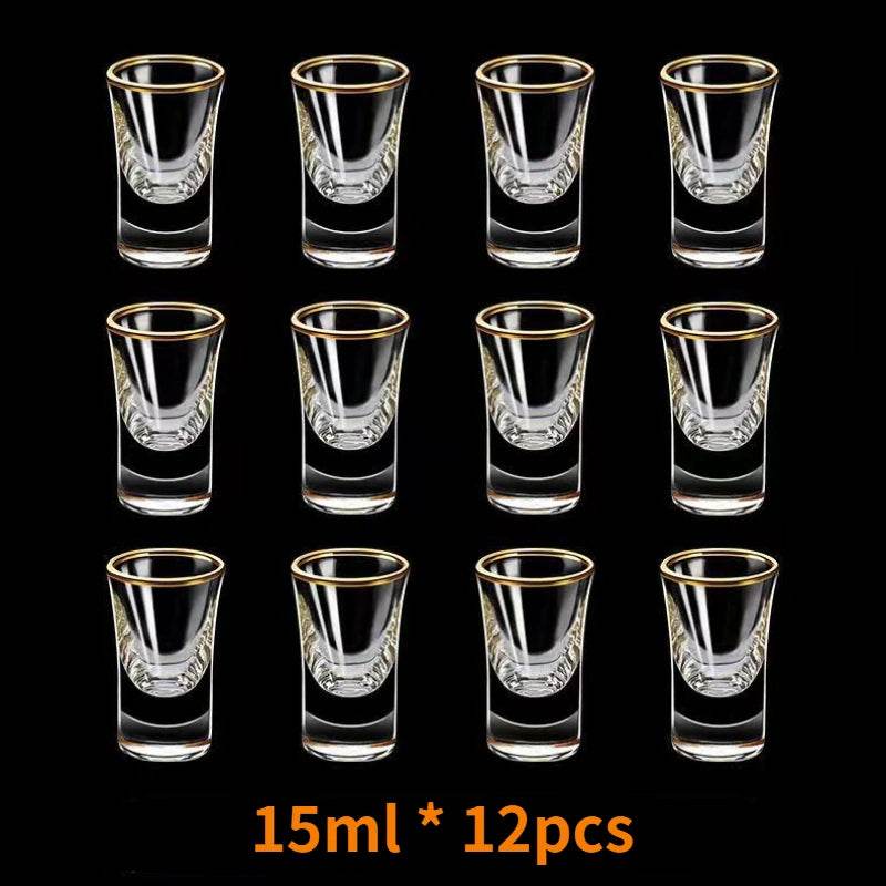 6 Copos para Bebidas Espirituosas com Borda Dourada de Luxo para Baijiu, Licor, Cachaça, Tequila e Shots - Haustter - Haustter