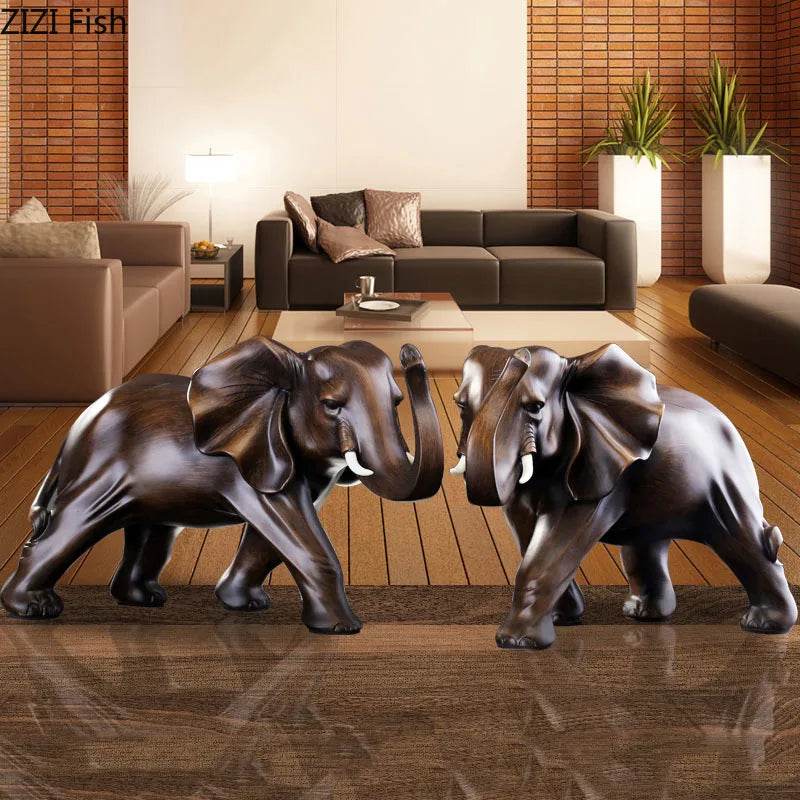 Elefante de Resina com Aparência de Madeira - Haustter - Haustter