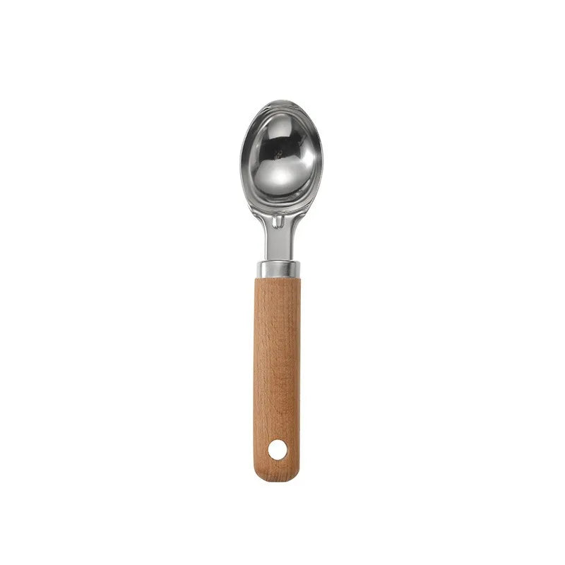 9 Utensílios de Cozinha Inox com Cabo de Madeira, Conjunto - Haustter