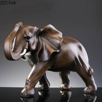 Elefante de Resina com Aparência de Madeira - Haustter - Haustter