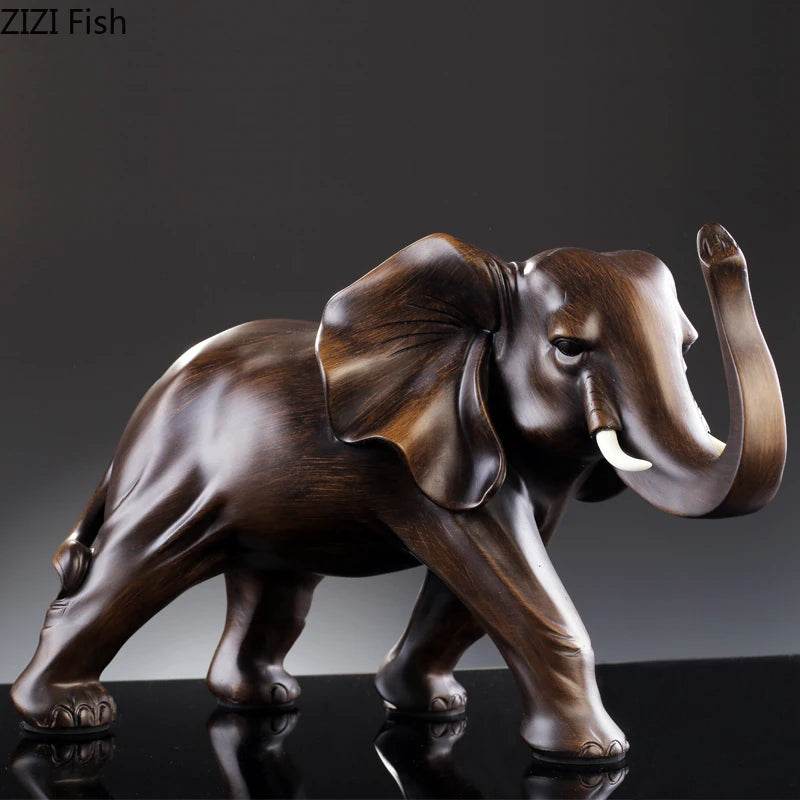 Elefante de Resina com Aparência de Madeira - Haustter - Haustter