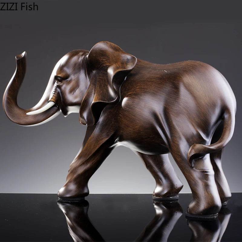 Elefante de Resina com Aparência de Madeira - Haustter - Haustter
