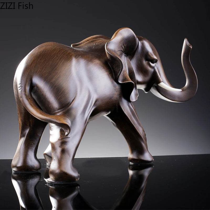 Elefante de Resina com Aparência de Madeira - Haustter - Haustter