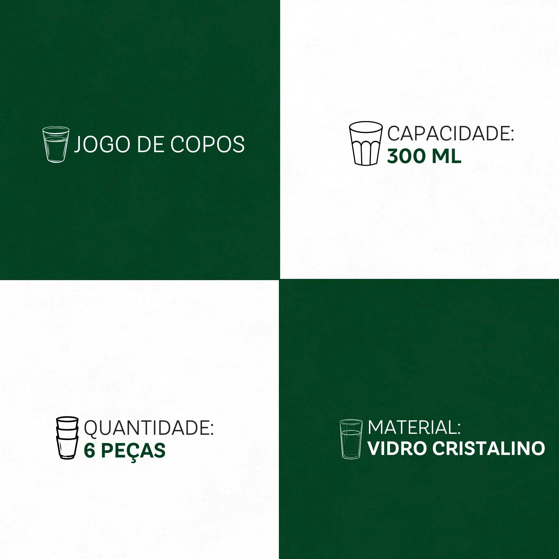 Jogo de Copos Brisa 6 Peças 300ml - Design Moderno em Vidro Cristalino | Haustter - Haustter