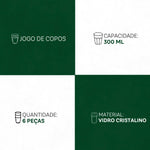 Jogo de Copos Brisa 6 Peças 300ml - Design Moderno em Vidro Cristalino | Haustter - Haustter