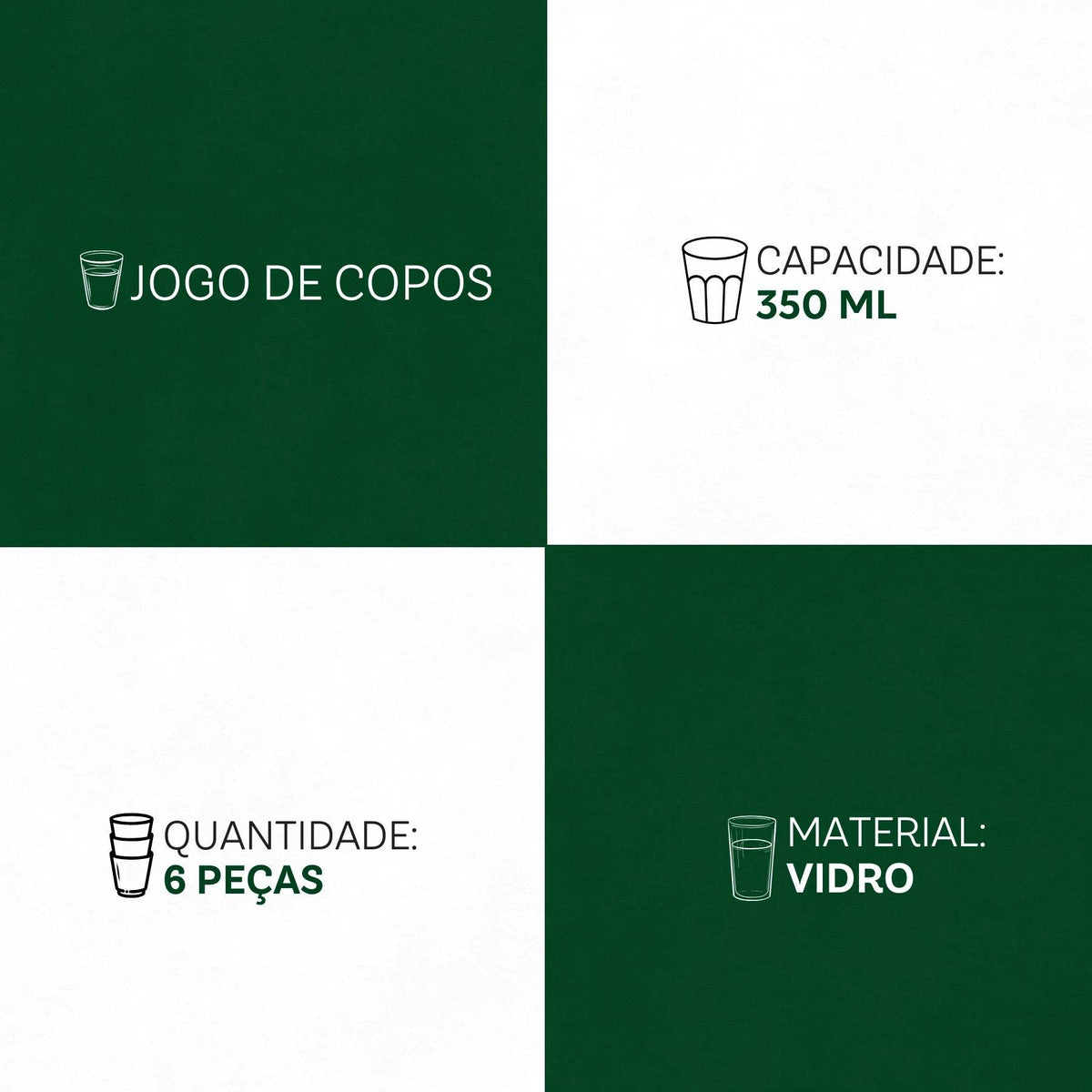 Jogo de Copos SM Marrocos 6 Peças 350ml - Design Geométrico e Brilho Intenso | Haustter - Haustter