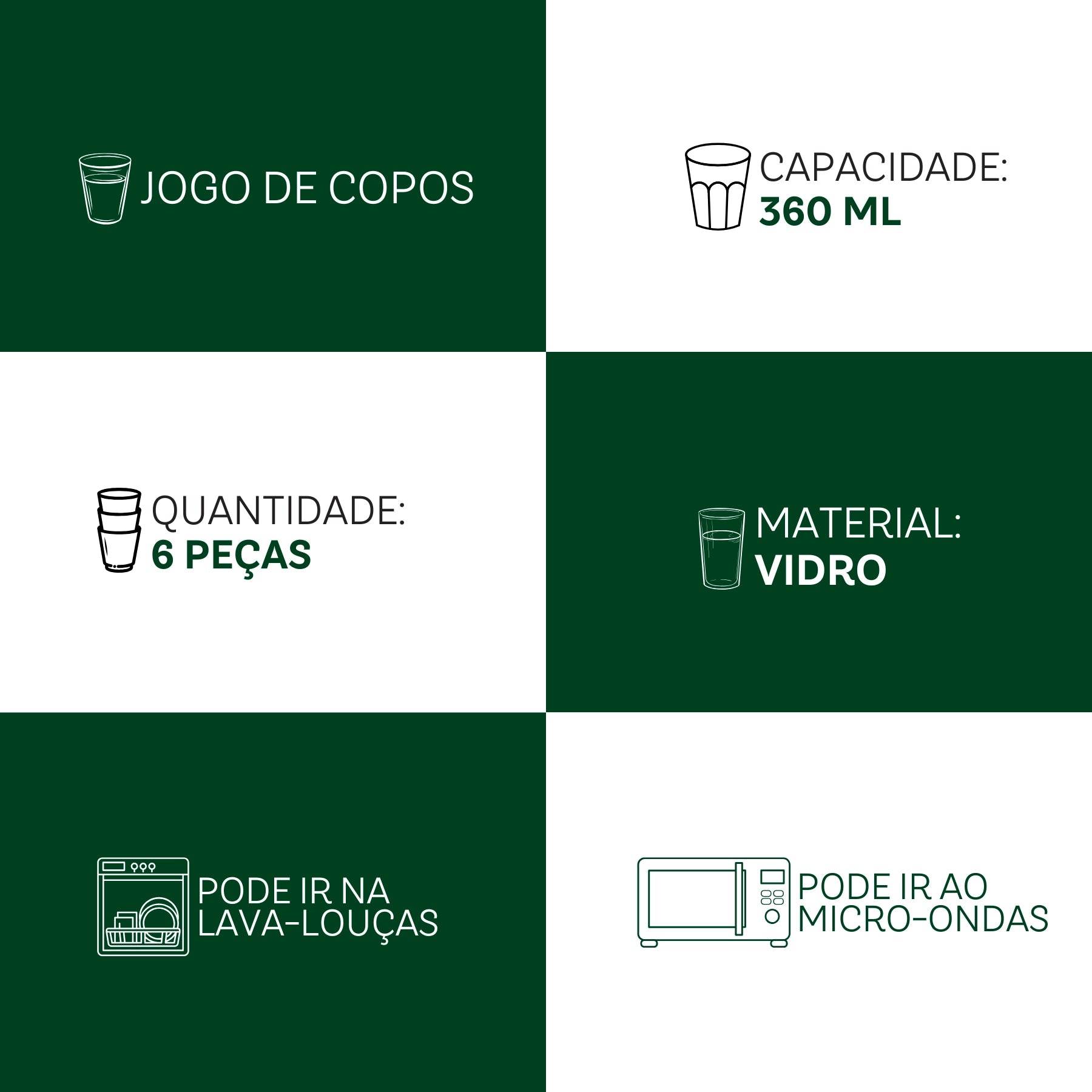 Jogo de Copos Long Drink Ópera 6 Peças 360ml | Haustter - Haustter
