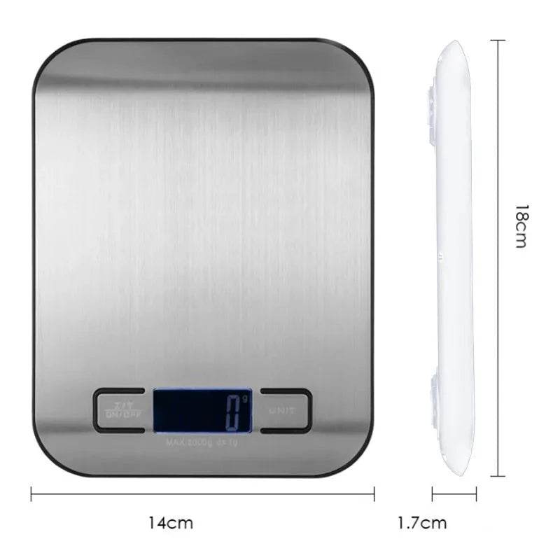 Balança Digital Portátil de Cozinha em Aço Inoxidável - 5/10KG com Tela LED para Alimentos, Joias e Panificação - Haustter - Haustter