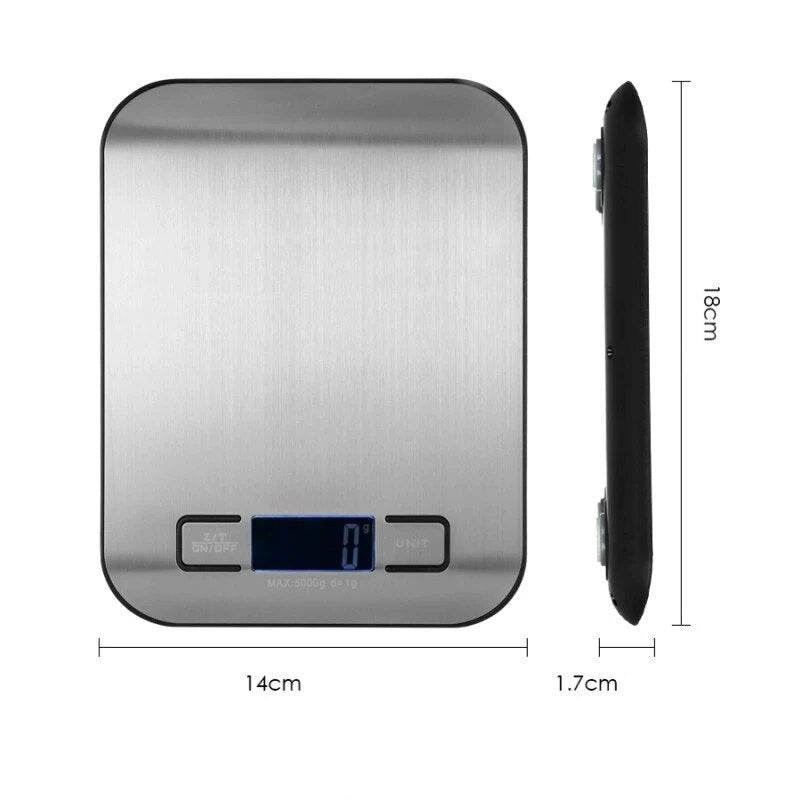 Balança Digital Portátil de Cozinha em Aço Inoxidável - 5/10KG com Tela LED para Alimentos, Joias e Panificação - Haustter - Haustter