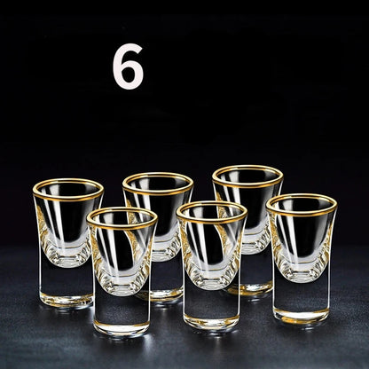 6 Copos para Bebidas Espirituosas com Borda Dourada de Luxo para Baijiu, Licor, Cachaça, Tequila e Shots - Haustter