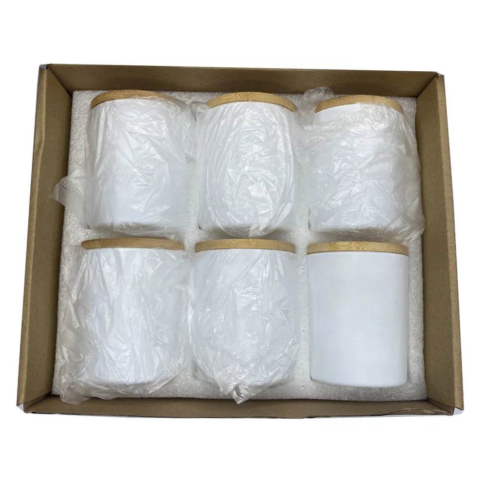 6 Potes para Velas com Tampas de Bambu, Potes de Vidro Grossos e Vazios para Fabricação de Velas Feitas à Mão, Artesanato DIY - Haustter - Haustter