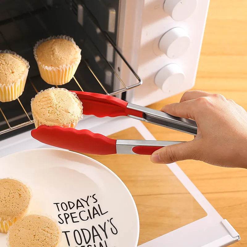 Pinça para Alimentos em Aço Inoxidável e Silicone, Acessório de Cozinha para Churrasco, Bife e Pão, Ideal para Jantares - Haustter - Haustter