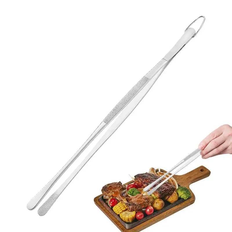 Pinça Fina de Aço Inox Extra Longa para Cozinha e Churrasco - Haustter - Haustter