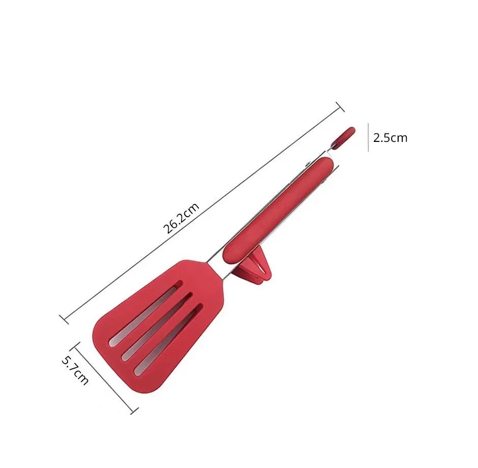 Pinça de Silicone Vermelha para Churrasco, Resistente a Alta Temperatura, com Suporte de Repouso - Haustter