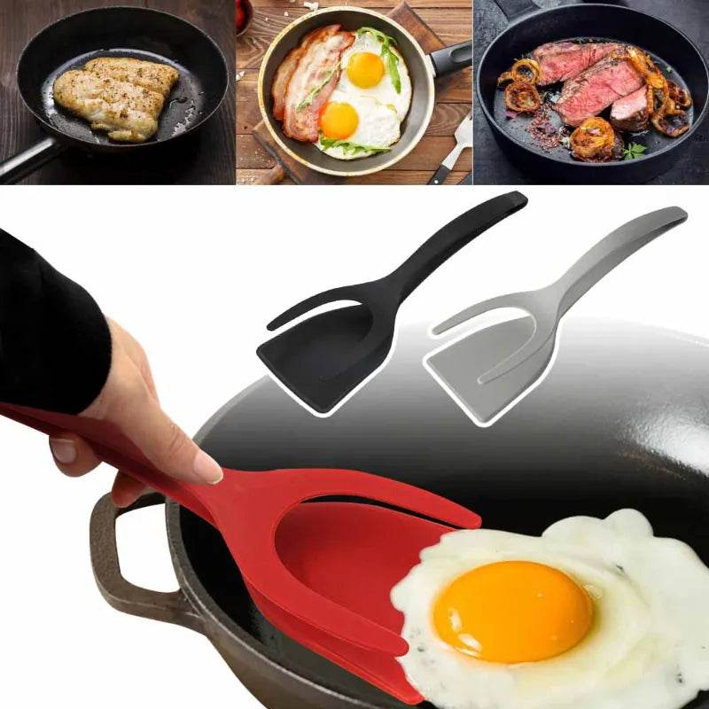 Espátula-Pinça de Silicone Versátil para Omeletes e Panquecas 2 em 1 - Haustter - Haustter
