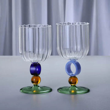 Taça de Vidro Jade Azul com Listras - Haustter - Haustter