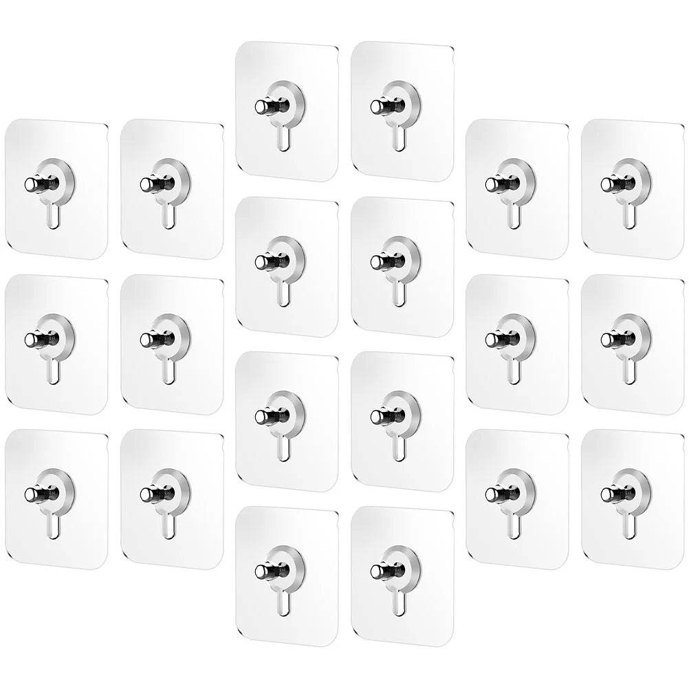 20 Ganchos Adesivos Transparente Reto com Rosca - Haustter - Haustter