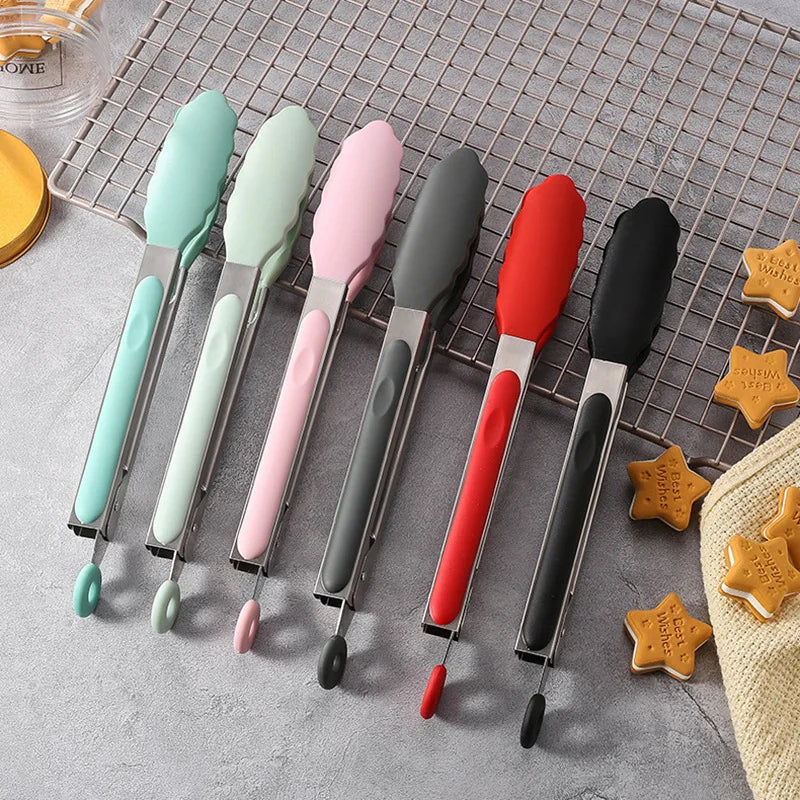 Pinça para Alimentos em Aço Inoxidável e Silicone, Acessório de Cozinha para Churrasco, Bife e Pão, Ideal para Jantares - Haustter