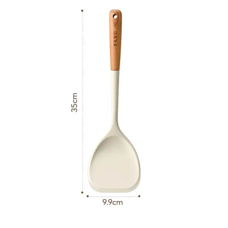 Conjunto de Utensílios de Silicone com Cabo de Madeira - Haustter - Haustter