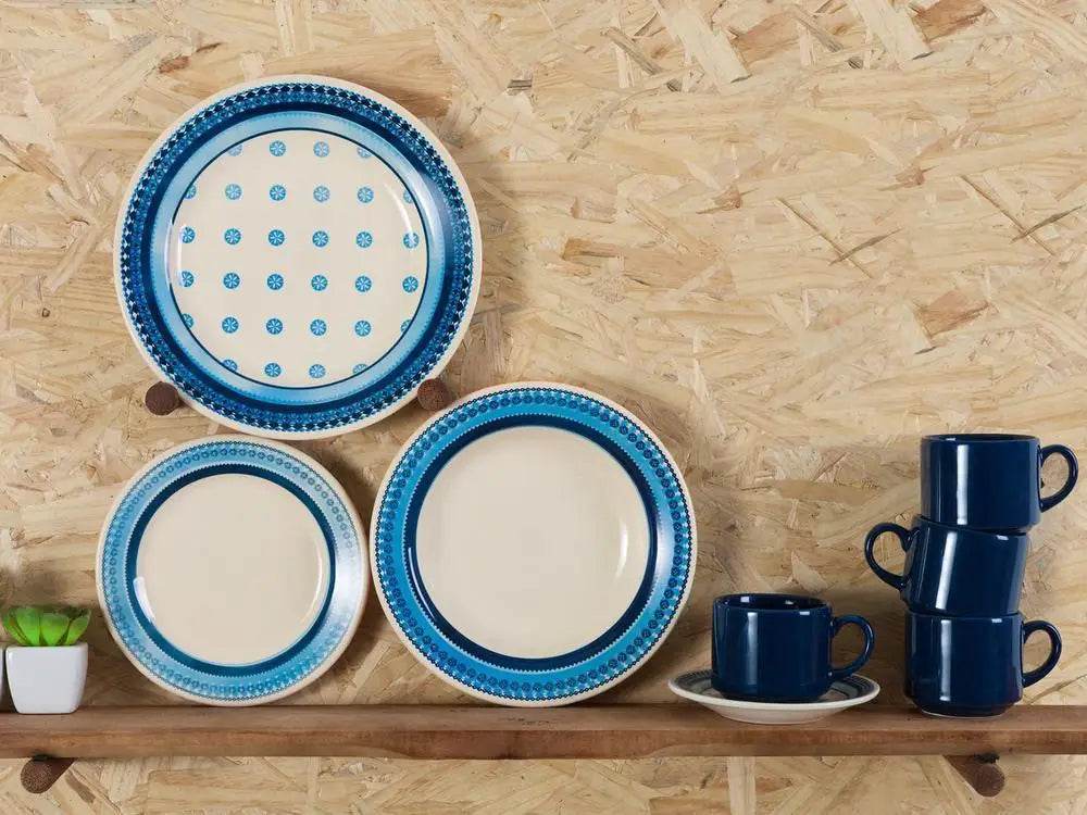 Aparelho de Jantar Biona 20 Peças - Cerâmica Branco e Azul | Haustter - Haustter