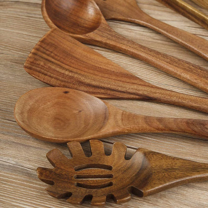 13 Utensílios de Cozinha de Madeira Natural, Conjunto - Haustter