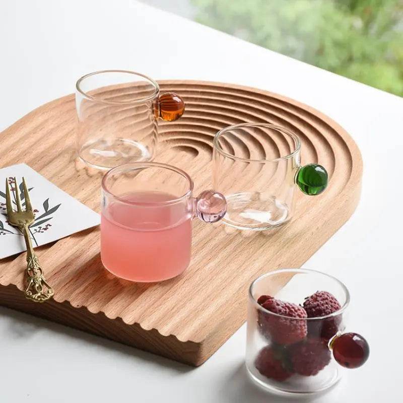 Copo de Café com Alça de Bola de Vidro, Copos de Espresso de 100ml para Casa, Pequenos, Xícara para Chá, Decoração de Mesa - Haustter - Haustter