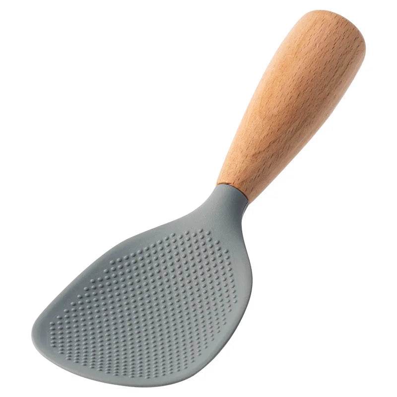 Colher de Silicone Resistente com Cabo de Madeira, Utensílio para Arroz e Panelas Antiaderentes - Haustter - Haustter