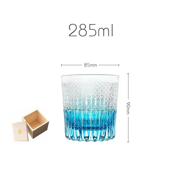 Copo de Whisky Japanese Edo Kiriko Stellar Pulse, Gravado à Mão, com Caixa de Madeira - Haustter - Haustter