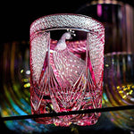 Copo de Vidro Âmbar Japonês Edo Kiriko Pavão - Haustter - Haustter