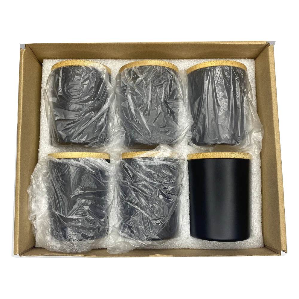 6 Potes para Velas com Tampas de Bambu, Potes de Vidro Grossos e Vazios para Fabricação de Velas Feitas à Mão, Artesanato DIY - Haustter - Haustter