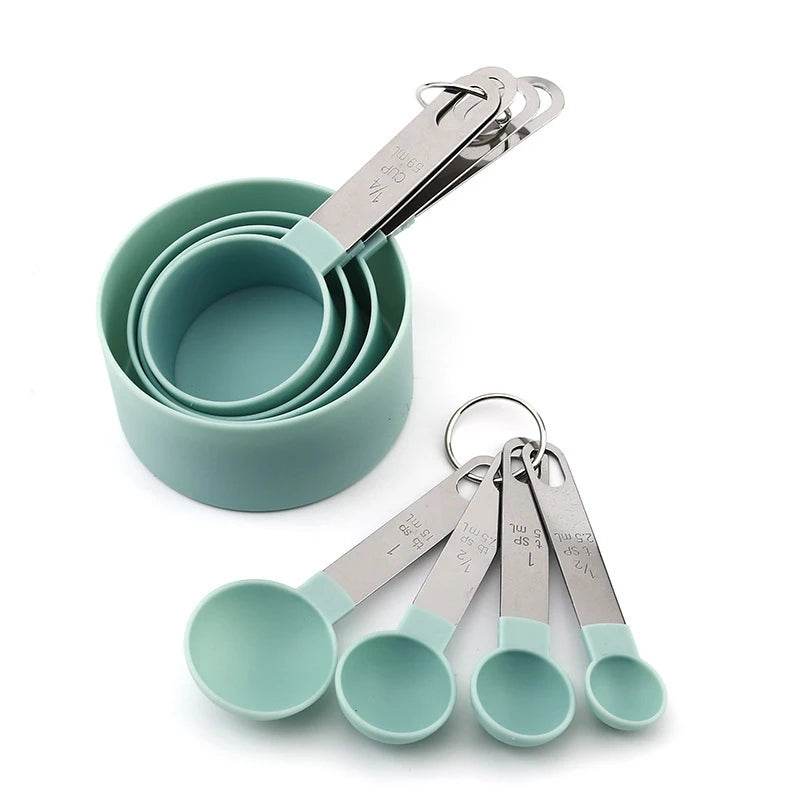 8 Medidores de Copos e Colheres para Cozinha de Inox e Silicone, Conjunto - Haustter - Haustter