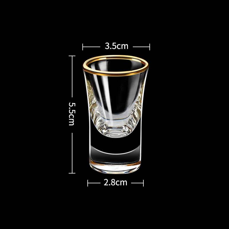 6 Copos para Bebidas Espirituosas com Borda Dourada de Luxo para Baijiu, Licor, Cachaça, Tequila e Shots - Haustter - Haustter