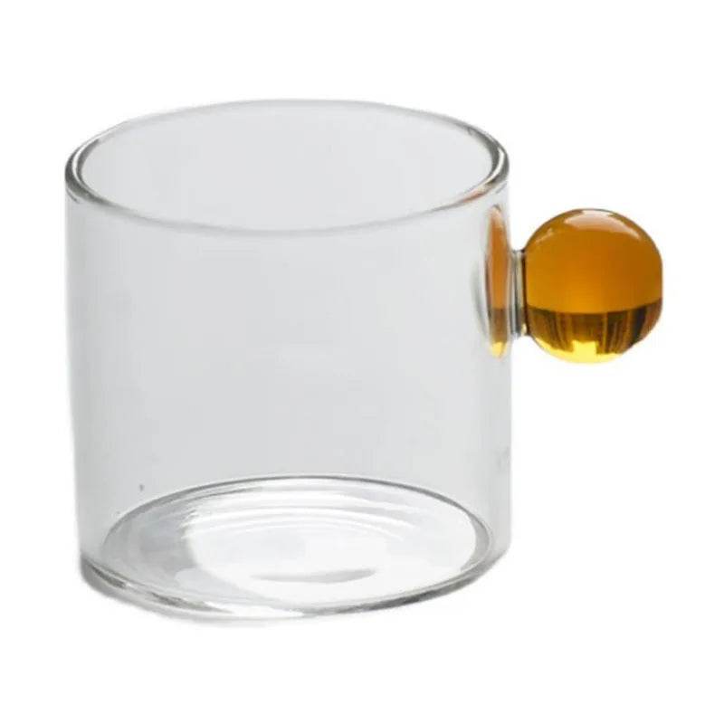 Copo de Café com Alça de Bola de Vidro, Copos de Espresso de 100ml para Casa, Pequenos, Xícara para Chá, Decoração de Mesa - Haustter - Haustter