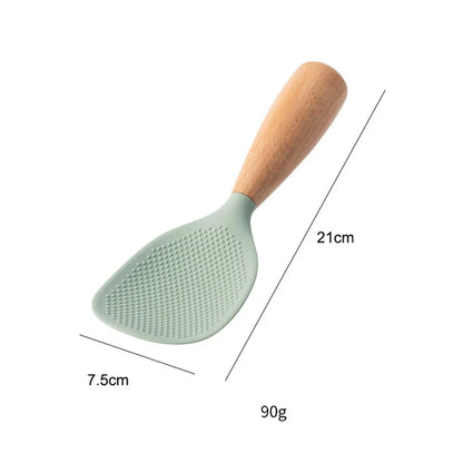 Colher de Silicone Resistente com Cabo de Madeira, Utensílio para Arroz e Panelas Antiaderentes - Haustter