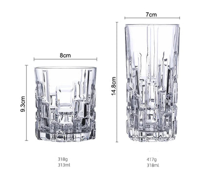 Copo de Vidro com Design Geométrico para Whisky ou Água - Haustter