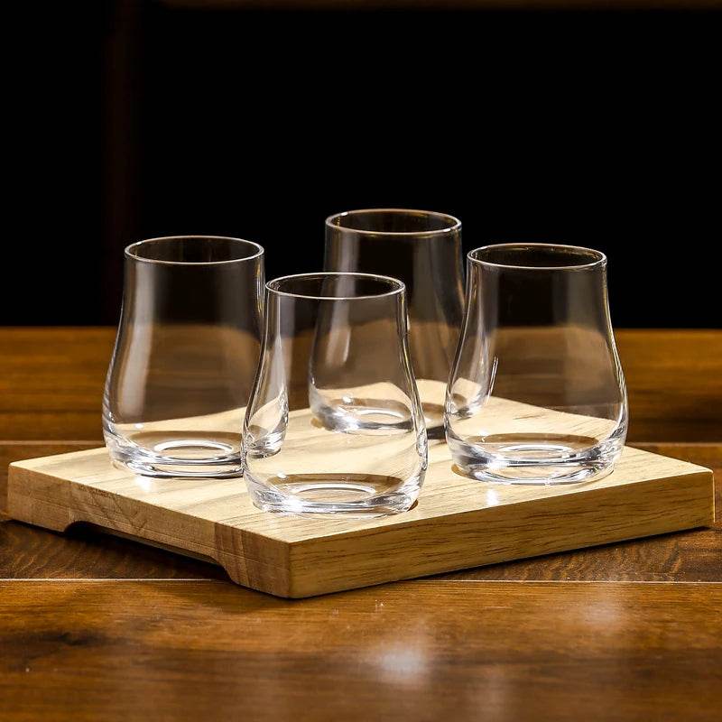 Copos de Whisky Ovalados com Bandeja de Madeira - Haustter - Haustter