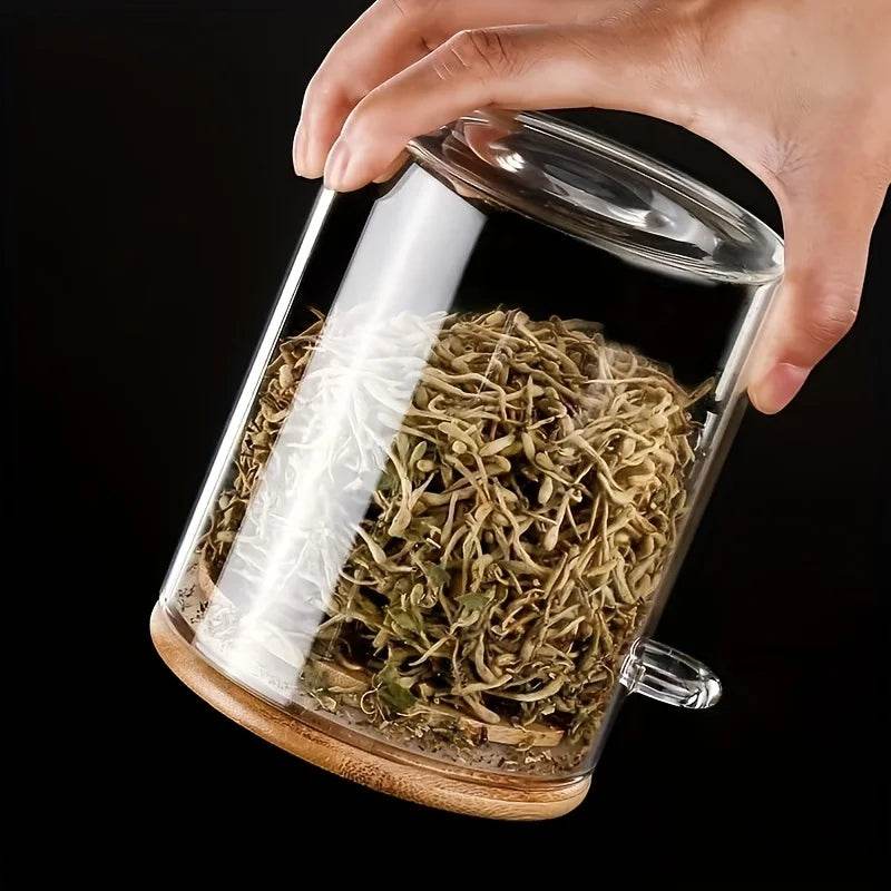 Pote de Vidro com Tampa e Colher de Bambu, Potes Transparentes para Especiarias, Temperos, Doces e Armazenamento de Alimentos - Haustter - Haustter