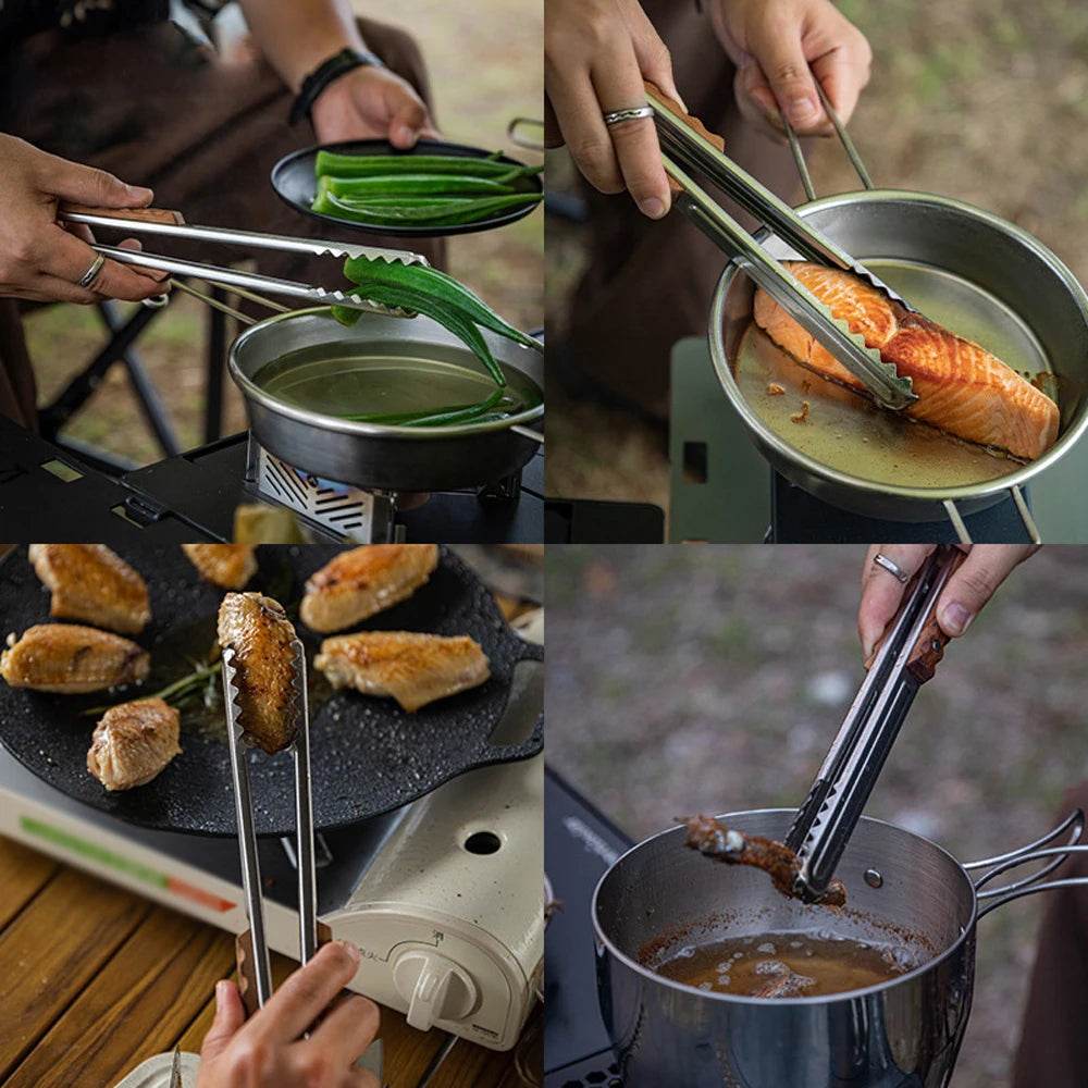 Pinça de Aço Inox com Cabo de Madeira para Churrasco - Haustter - Haustter