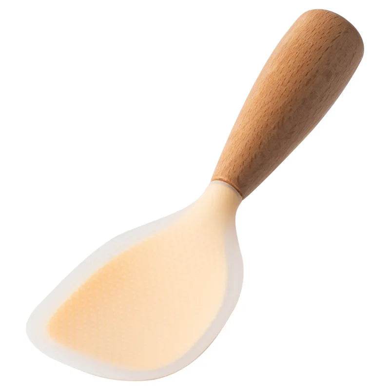 Colher de Silicone Resistente com Cabo de Madeira, Utensílio para Arroz e Panelas Antiaderentes - Haustter - Haustter