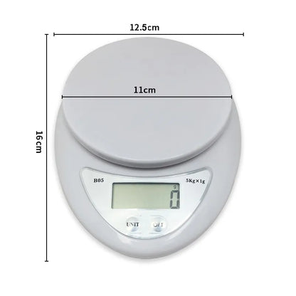 Balança Digital Portátil LED 5kg - Balança de Cozinha Eletrônica Pequena para Medir Alimentos em Gramas - Haustter