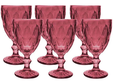 Jogo de Taças Vermelhas Diamond Empire 6 Peças 330ml - Beleza Intensa | Haustter - Haustter