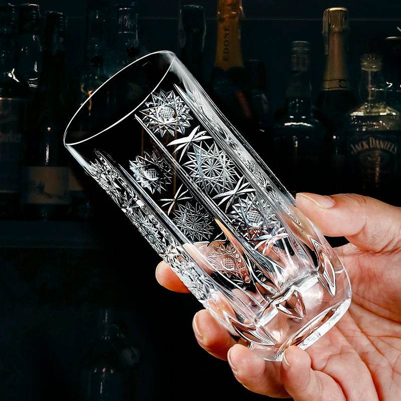 Copo de Vidro Lapidado 340ml para Suco e Coquetéis - Haustter - Haustter