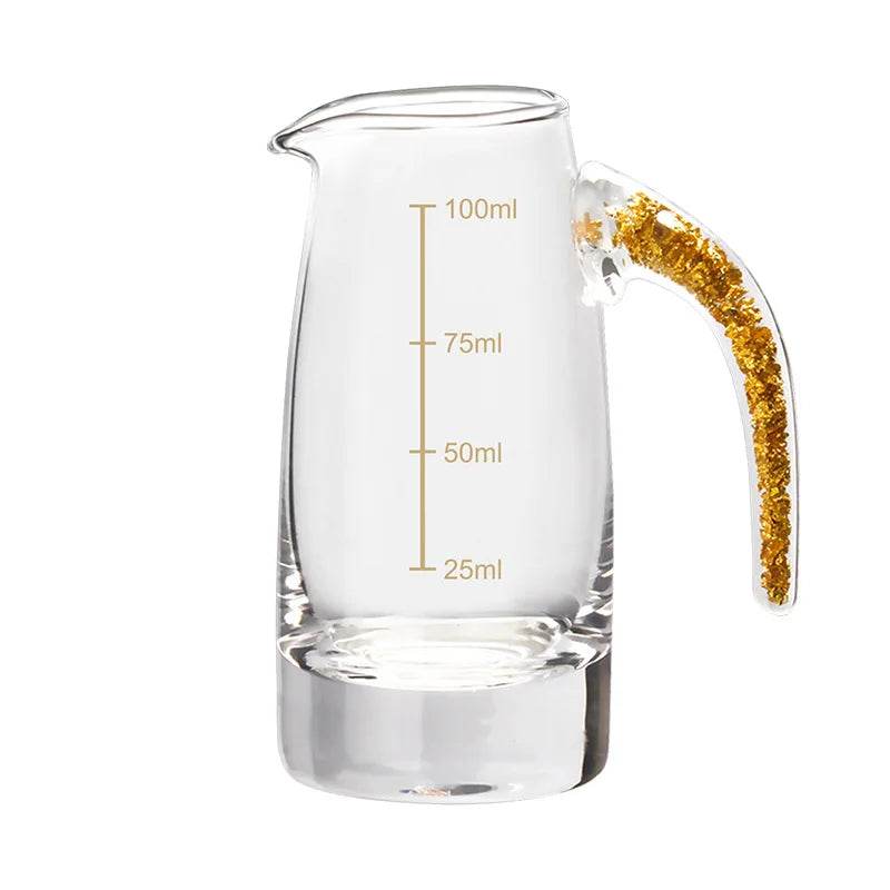 6 Copos e 1 Jarra com Folha Dourada para Shot, Conjunto - Haustter - Haustter